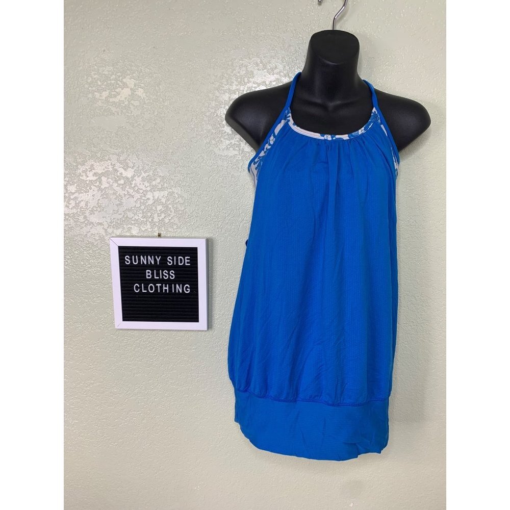 Lululemon No Limits Blue Racerback Tank w/ Built-In Bra Size Medium